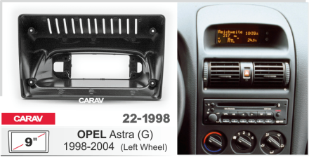 Рамка переходная Opel Astra (G) 1998 - 2004 (в верхнюю часть панели), для дисплея 9 дюймов