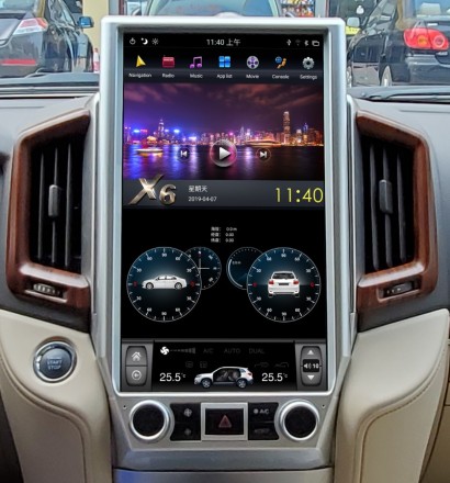 Головное устройство для Toyota Land Cruiser 200 (2016+) Tesla-Style экран 16 дюймов FullHD